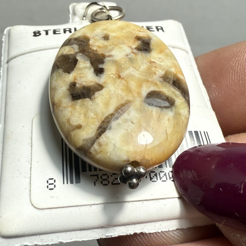 Natural‎ Crazy Lace Agate Oval Sterling Silver Pendant For Necklace